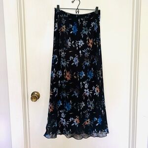 Wild Fable Black Floral A-Line Skirt